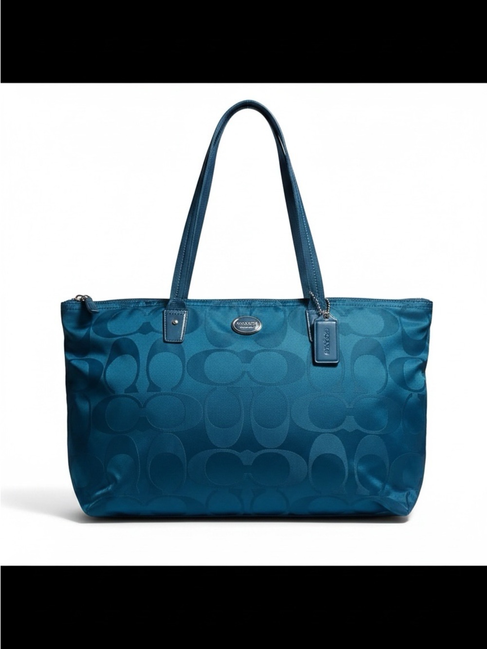 Coach Teal Signature Tote Bag